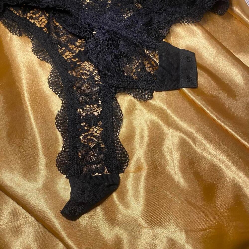 Lulu's Black Lace Thong Bodysuit - Picture 5 of 7